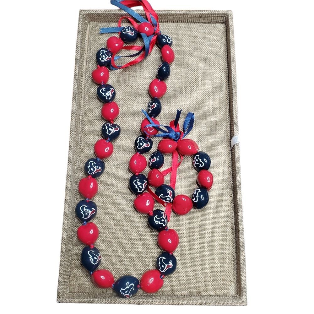 Houston Texans NFL Football Kukui Nut Necklace and Bracelet